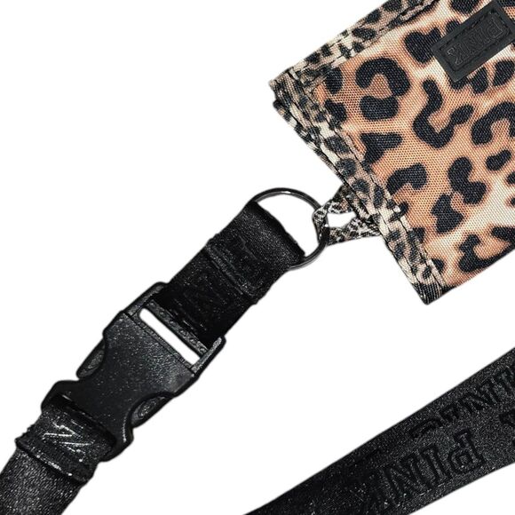 VS Pink Leopard Print Lanyard ID With Mesh Pocket Case Badge Holder - Picture 2 of 5